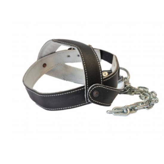 SZ Leather Neck Training Harness with Chain